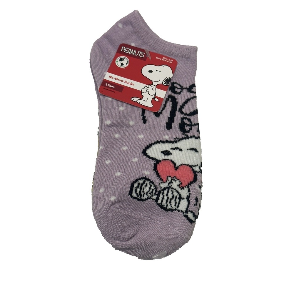 2 pairs PEANUTS womens no show low cut‎ ankle socks size 9-11 show 4-10